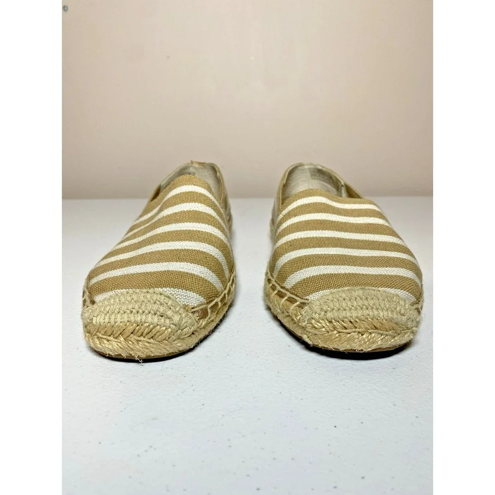 Vionic Espadrille Women's Size 5 Tan Cream Striped 356 Valeri Slip-On Flat EUC!!